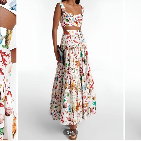 Commense Ocean Print Pleated Skirt Set - Picture 1 of 5